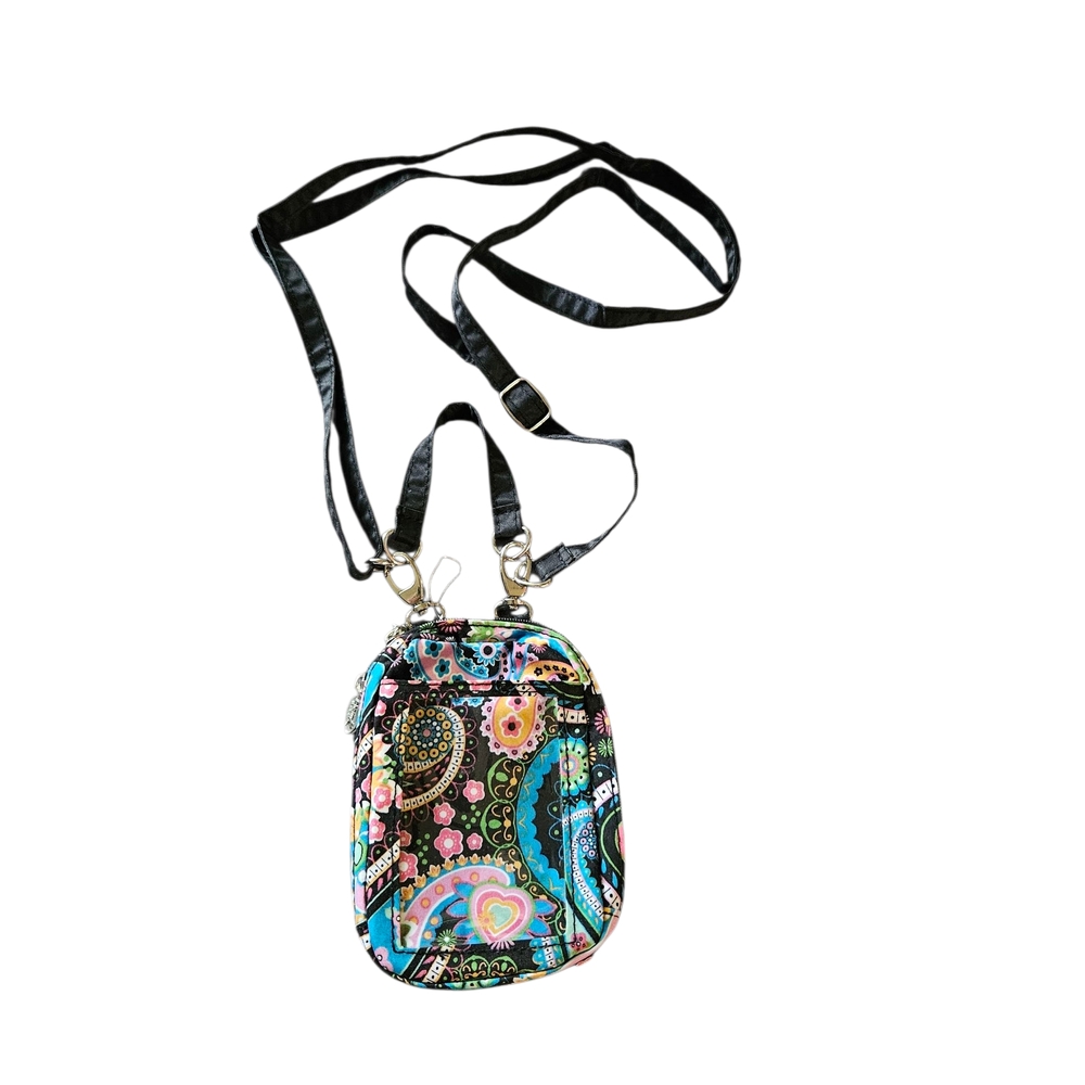 Charm 14 by Debra Valencia floral print Purse ID Window Zip Wallet long crossbod